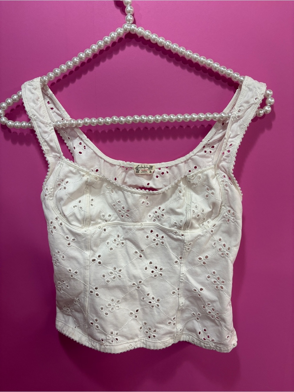 Free People Full Bloom Eyelet Cami in Ivory - Picture 3 of 5